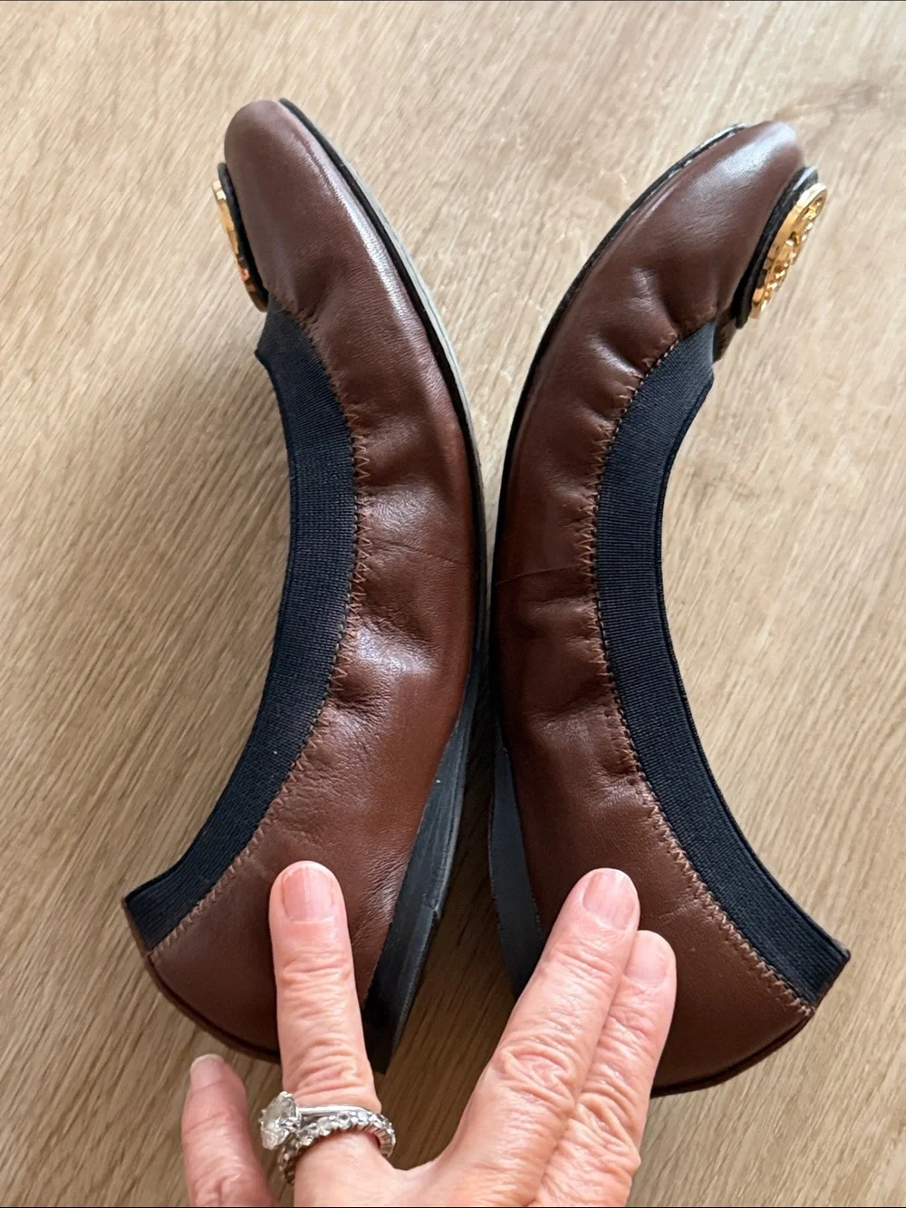Tory Burch Brown Leather Reva Ballet Flats